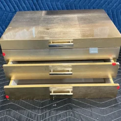 Open Box: Mid-Century Champagne Lacquer Jewelry Box, Grand (7.25"H)