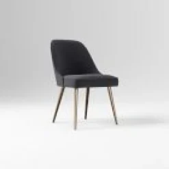 Open Box: Mid-Century Dining Chair - Performance Velvet Black, Oil Rubbed Bronze