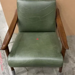 Open Box: Mid-Century Leather Show Wood Chair - Saddle Leather Banker, Espresso