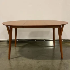 Open Box: Mid-Century Rounded Extendable Dining Table (42"-60" Seats 4-6) - Acorn