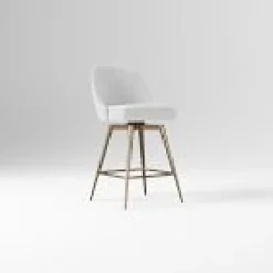 Open Box: Mid-Century Swivel Counter Stool (26") - Performance Velvet Frost Gray, Oil Rubbed Bronze Legs