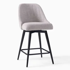Open Box: Mid-Century Swivel Counter Stool - Deco Weave Midnight, Acorn