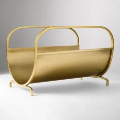 Open Box: Modern Lines Fireplace Log Holder - Antique Brass