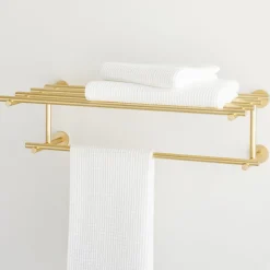 Open Box: Modern Overhang Bathroom Rail Shelf - Antique Brass