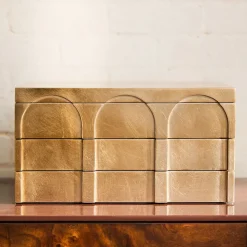 Open Box: Modern Shaped Jewelry Box, Grand (7.5"H) - Champagne