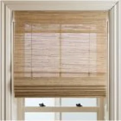 Open Box: Natural Luxe Unlined Roman Shade (54"W x 64"L), Inside Mount