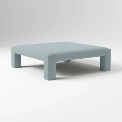 Open Box: Nove Coffee Table Ottoman - Performance Chenille Crossweave Dusty Blue
