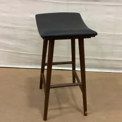 Open Box: Oak Wood Leather Saddle Bar Stool (26") - Warm Ash/Distressed Black