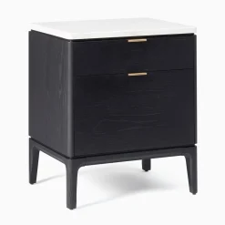 Open Box: Parker Marble Nightstand (21") - Black, Champagne Bronze