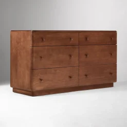 Open Box: Pierce & Ward Burl Wood 6-Drawer Dresser (60") - Claro