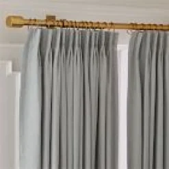 Open Box: Pleated European Flax Linen Blackout Curtain (48"W x 96"L) - Chambray Melange