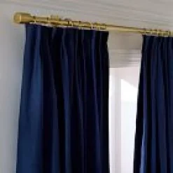 Open Box: Pleated European Flax Linen Blackout Curtain (48"W x 96"L) - Midnight