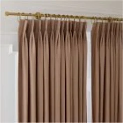 Open Box: Pleated European Flax Linen Blackout Curtain (48"W x 96"L) - Sandstone Melange