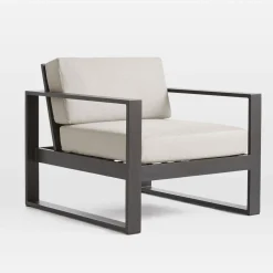 Open Box: Portside Aluminum Outdoor Lounge Chair - Marled Weave Pearl Gray, Dark Bronze