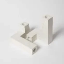 Open Box: Pretti.Cool Candlestick Holder, Set of 2 - White Terrazzo