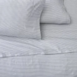 Open Box: Printed Pinstripe Sheet Set, Queen - Marina Blue