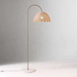 Open Box: Rattan Bubble Floor Lamp (60") - Natural, Light Bronze