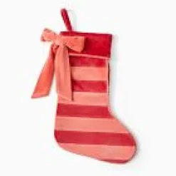 Open Box: Red Stripe Velvet Stocking