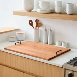 Open Box: StoneWon Designs Co. African Mahogany Cutting Board & Noodle Board, Medium - Brown
