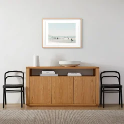 Open Box: Surf School Framed Wall Art by Minted, Float Mount Print (40"W x 30"H) - Natural Wood Frame
