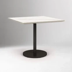 Orbit Restaurant Square Dining Table – Porcelain w/ Protective Metal Bumper