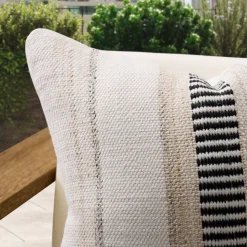 Outdoor Natural Split Stripe Pillow