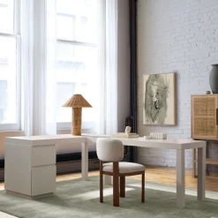 Parsons L-Shaped Desk (86") & File Cabinet Set