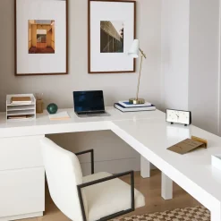 Parsons L-Shaped Desk (86") & File Cabinet Set