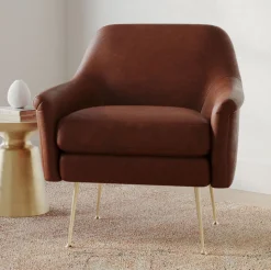 Phoebe Leather Chair - Metal Legs