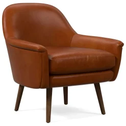 Phoebe Leather Chair - Wood Legs