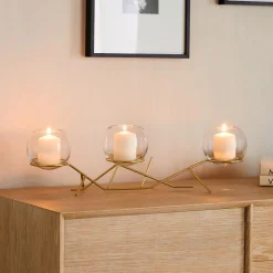 3-Piece Glass Globe Candleholder