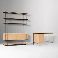 Pierce Desk with File Cabinet (56") & Storage Shelf (60") Set