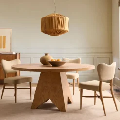 Pierce & Ward Burl Wood Round Dining Table & Chairs Set