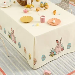 Pink Chicken Bunny Friends Wipeable Tablecloth