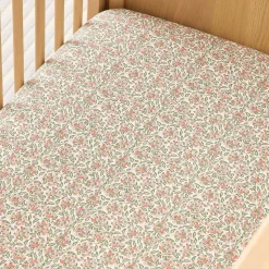 Pink Chicken Floral Crib Fitted Sheet