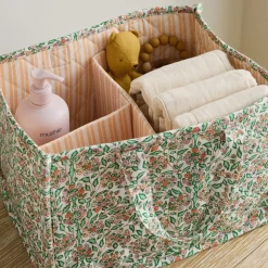 Pink Chicken Quilted Floral Diaper Caddy