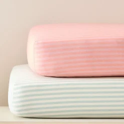 Pink Chicken Stripe Crib Fitted Sheet Bundle