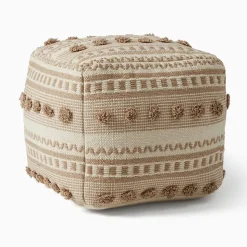 Pom Pom Stripe Pouf
