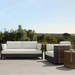 Porto Aluminum Outdoor Sofa (75"), Swivel Chair & Side Table (18")
