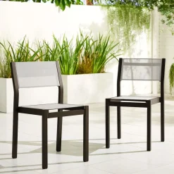 Portside Aluminum Outdoor Textilene Stacking Dining Chair (Set of 2)