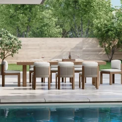 Portside Outdoor Extendable Dining Table (76.5"–106") & Porto Side Dining Chairs Set
