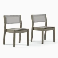 Portside Wood Outdoor Extendable Dining Table (76.5"–106"), Benches & Stacking Chairs Set