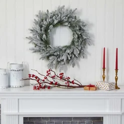 Pre-Lit Faux Flocked Wreath