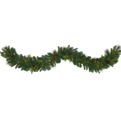 Pre-Lit Faux Mixed Pine & Pine Cone Garland