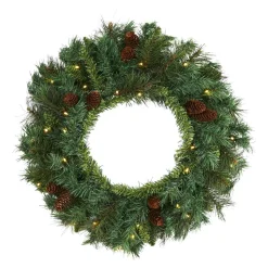 Pre-Lit Faux Mixed Pine Wreath
