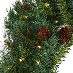 Pre-Lit Faux Mixed Pine Wreath