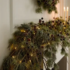 Pre-Lit Faux Pine & Frosted Red Berry Wreath & Garland Collection