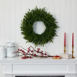 Pre-Lit Faux Pine Wreath