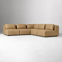 Quinten Leather 5-Piece Armless L-Shaped Sectional (112")