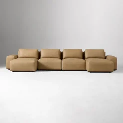 Quinten Leather 4-Piece U-Shaped Chaise Sectional (164")